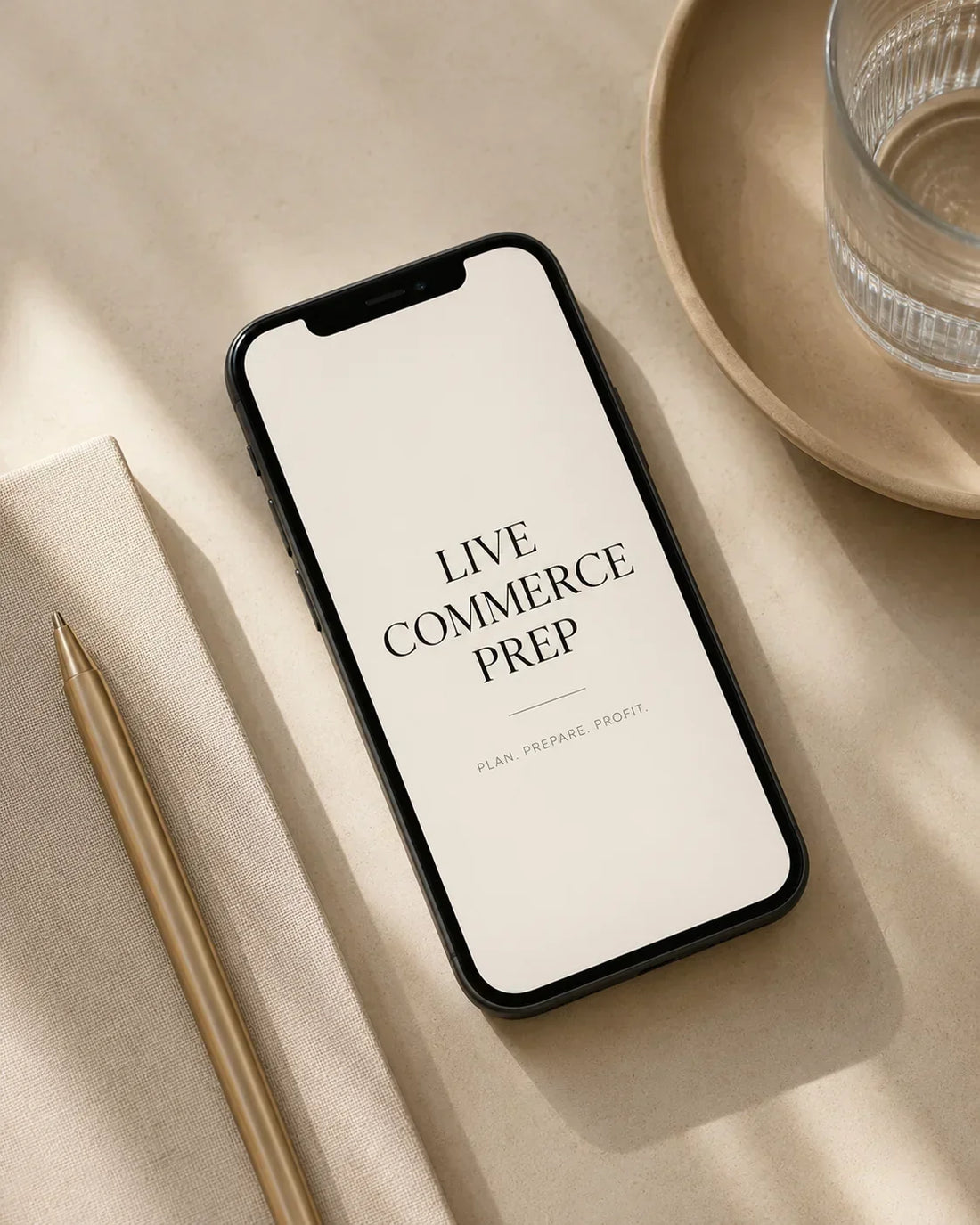 Phone displaying a live commerce preparation guide